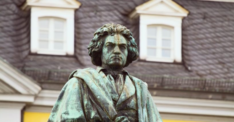 A statue of Ludwig van Beethoven is shown in Bonn, Germany. Beethoven was part of the “Famous Composers” book that was last borrowed in a Minnesota library in 1919.