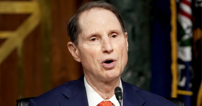 Democratic Sen. Ron Wyden of Oregon speaks during a Senate Finance Committee hearing on Capitol Hill in Washington on Feb. 24, 2021.