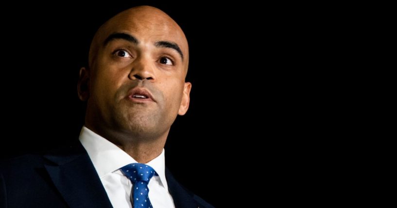 Democratic Rep. Colin Allred of Texas talks to a reporter following a special service on Jan. 17, 2022, in Southlake, Texas.