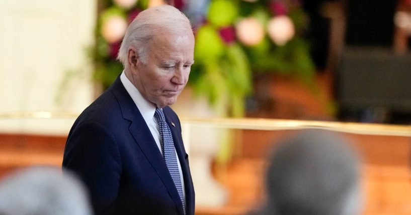 President Joe Biden arrives for a memorial service for former first lady Rosalynn Carter at Glenn Memorial United Methodist Church at Emory University on Tuesday in Atlanta.