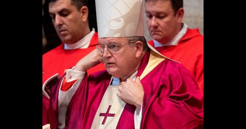 Cardinal Raymond Burke attends the of funeral mass for late Cardinal William Joseph Levada on Sept. 27, 2019, at St. Peter's Basilica in the Vatican.