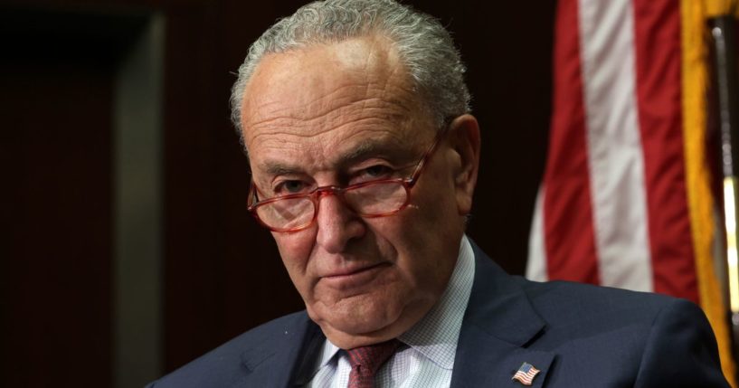 Senate Majority Leader Chuck Schumer speaks at the Center for Strategic and International Studies in Washington on June 21.