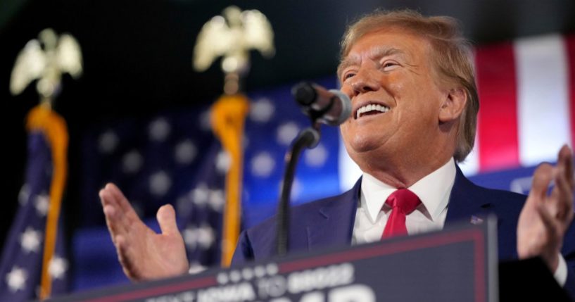 Former President Donald Trump speaks during a Commit to Caucus rally in Ankeny, Iowa, on Saturday. A former White House chief of staff has said that Trump may attend Wednesday's final Republican primary debate.