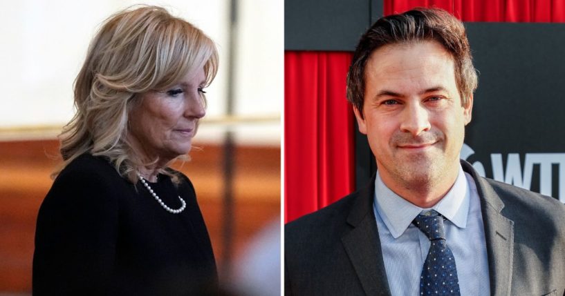 First lady Jill Biden arrives at a tribute service for former first lady Rosalynn Carter on Nov. 28 in Atlanta. Michael LaRosa attends an event on March 22, 2022, in Washington, D.C.