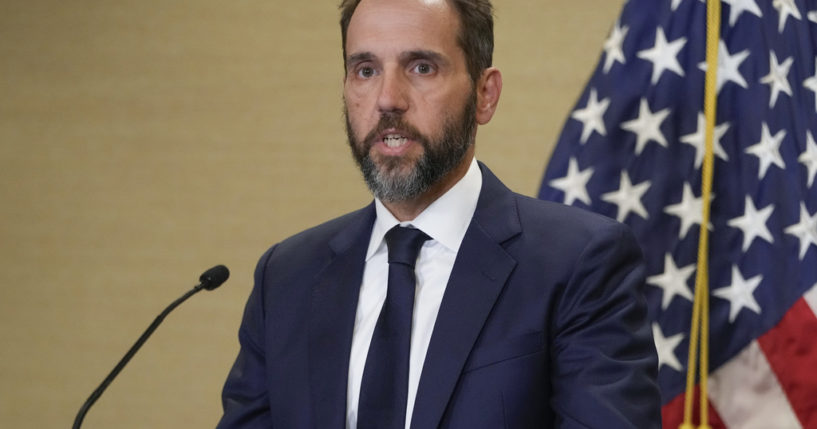 Special counsel Jack Smith speaks about an indictment of former President Donald Trump, Aug. 1, at a Department of Justice office in Washington.