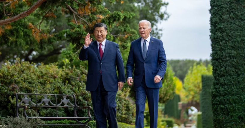 President Joe Biden and China's President President Xi Jinping walking together