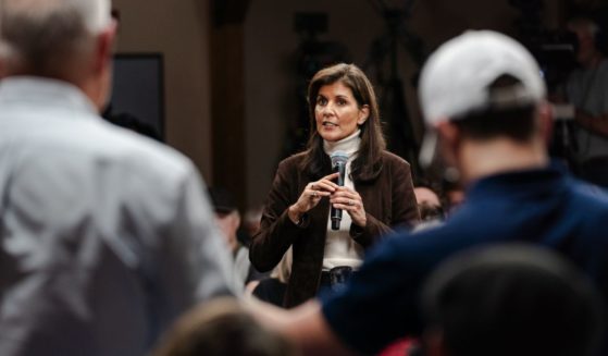 Republican presidential candidate Nikki Haley takes questions during a campaign event at McIntyre Ski Area in Manchester, New Hampshire, on Tuesday.