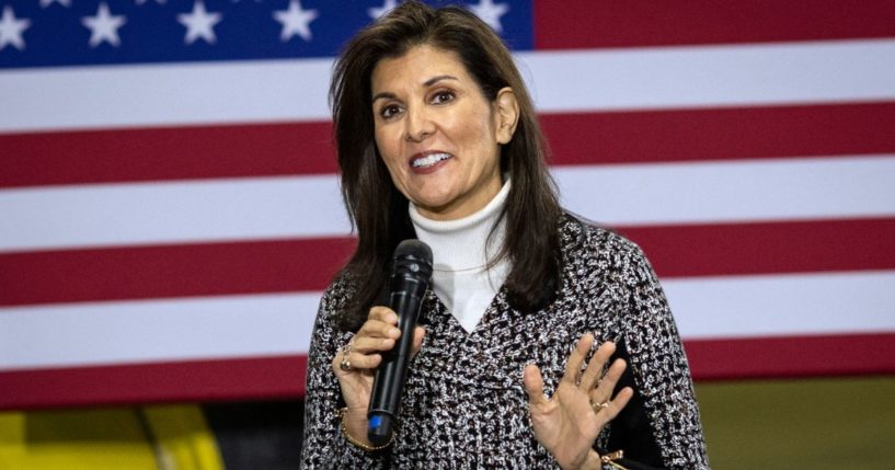 GOP presidential hopeful Nikki Haley speaks during a Town Hall event in Agency, Iowa, on Dec. 19.