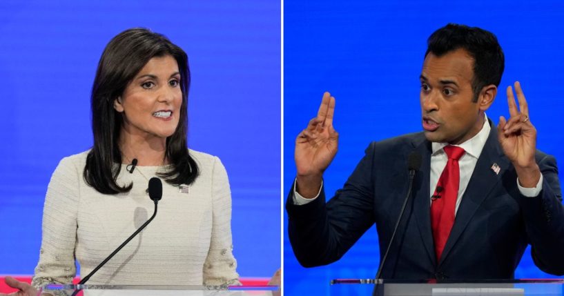 Nikki Haley and Vivek Ramaswamy at the fourth and final GOP presidential primary debate