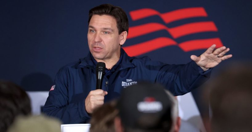 Florida Gov. Ron DeSantis speaks during a campaign rally on Dec. 2 in Newton, Iowa.