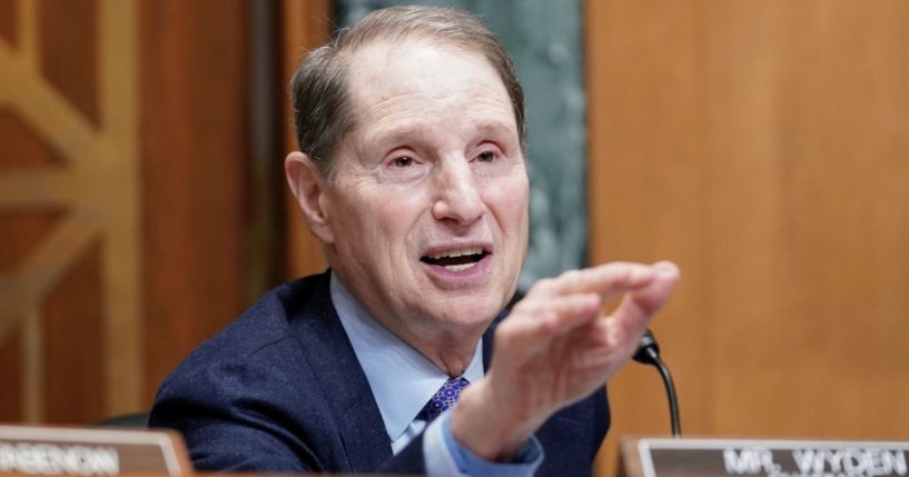 Sen. Ron Wyden asking a question during a Senate hearing