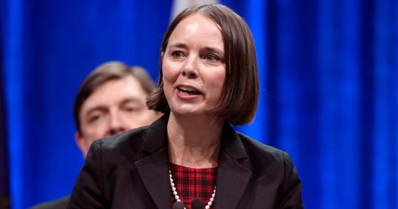 Secretary of State Shenna Bellows speaks at the inauguration of Gov. Janet Mills in Augusta, Maine, on Jan. 4.