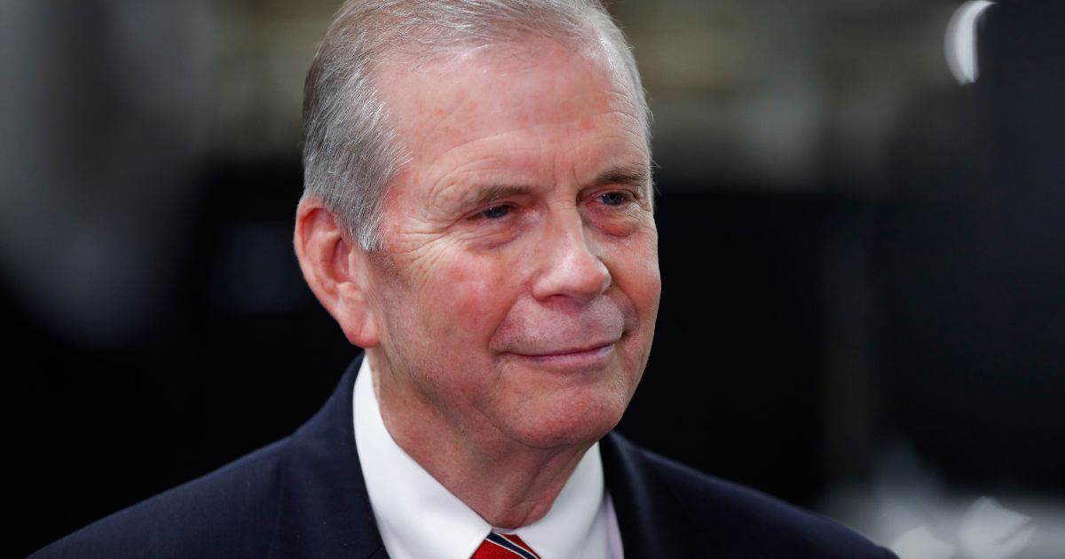 Republican Rep. Tim Walberg of Michigan speaks at a Dana Inc. plant in Warren, Michigan, on Jan. 30, 2020.