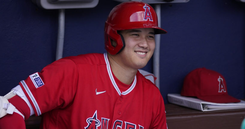 Former Los Angeles Angel Shohei Ohtani smiles before a baseball game on August 30, 2023 in Philadelphia.