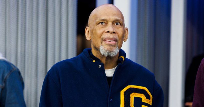 Former NBA player Kareem Abdul-Jabbar during a game between the Cleveland Browns and the Los Angeles Rams at SoFi Stadium on Dec. 3 in Inglewood, California.