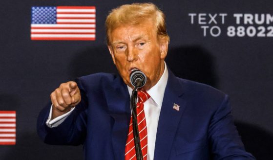 Former President Donald Trump speaks at a rally in Clinton, Iowa, on Saturday.