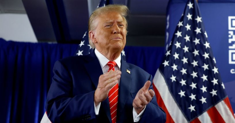 Former President Donald Trump speaks at a campaign event on Saturday in Newton, Iowa.