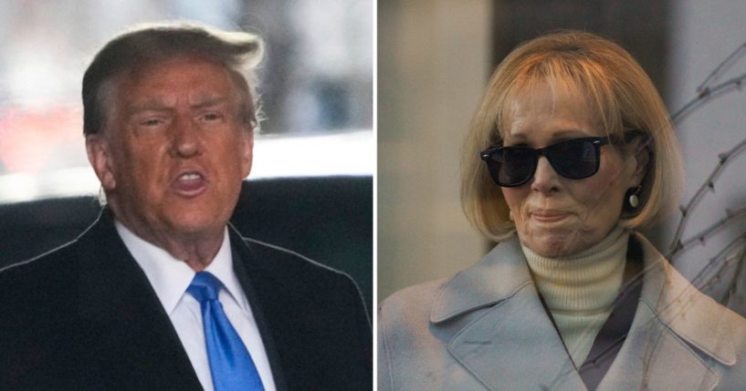 Former President Donald Trump, left, and E. Jean Carroll.