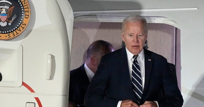 Joe Biden stepping off of Air Force One