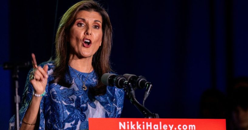 former U.N. Ambassador Nikki Haley speaking in New Hampshire