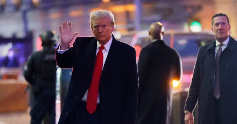 Donald Trump arriving for a news conference in New York City