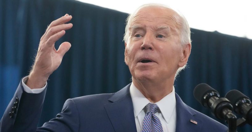 President Joe Biden speaking in Raleigh, North Carolina