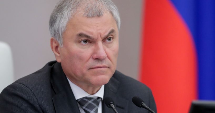 Vyacheslav Volodin attends a session at the State Duma, the Lower House of the Russian Parliament in Moscow, Oct. 18