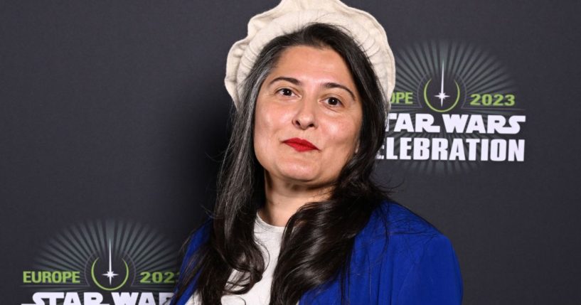 Sharmeen Obaid-Chinoy attends an event in London on April 7, 2023.