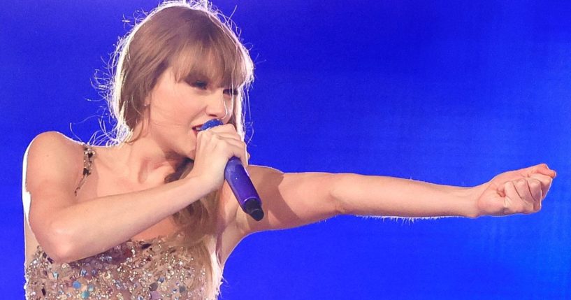 Taylor Swift performs onstage during "The Eras Tour" in Sao Paulo, Brazil.