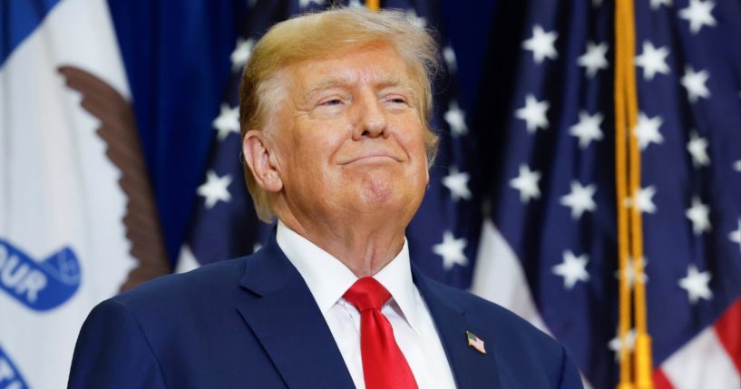 Former President Donald Trump speaks at a campaign rally on Jan. 5 in Mason City, Iowa.