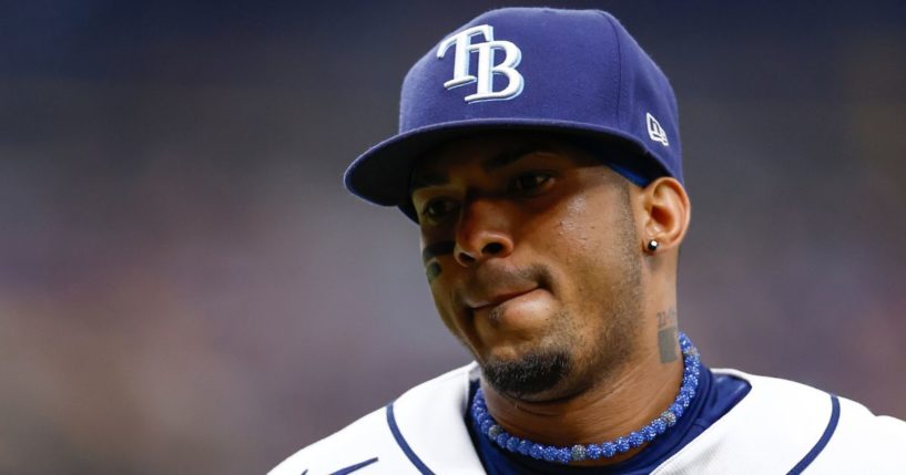 Tampa Bay Rays shortstop Wander Franco looks on during the fifth inning against the Cleveland Guardians at Tropicana Field in St. Petersburg, Florida, on Aug. 12.