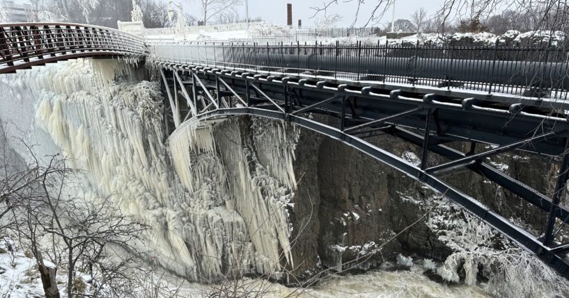 Mist from the Great Falls created a frozen wonderland Thursday around the waterfalls in Paterson, New Jersey.