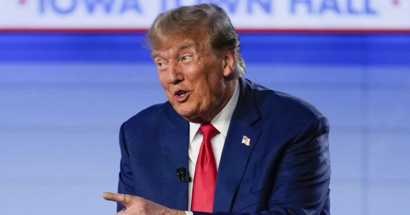 Former President Donald Trump speaks during a Fox News town hall in Des Moines, Iowa, on Wednesday.