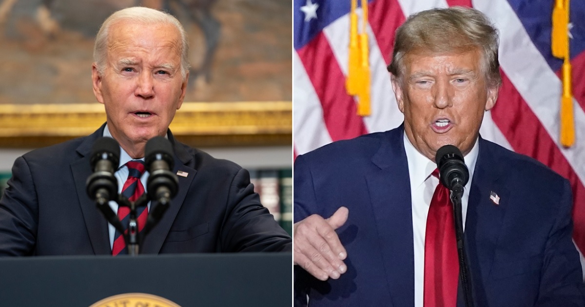 President Joe Biden, left; former President Donald Trump, right.