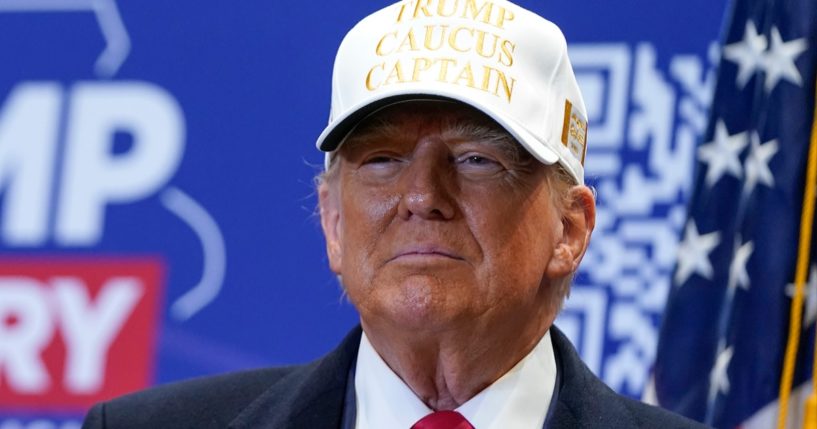 Former President Donald Trump, pictured at a rally at Simpson College in Indianola, Iowa, on Jan. 14, picked up the endorsement of North Dakota Gov. Doug Burgum, who dropped out of the GOP race in early December.