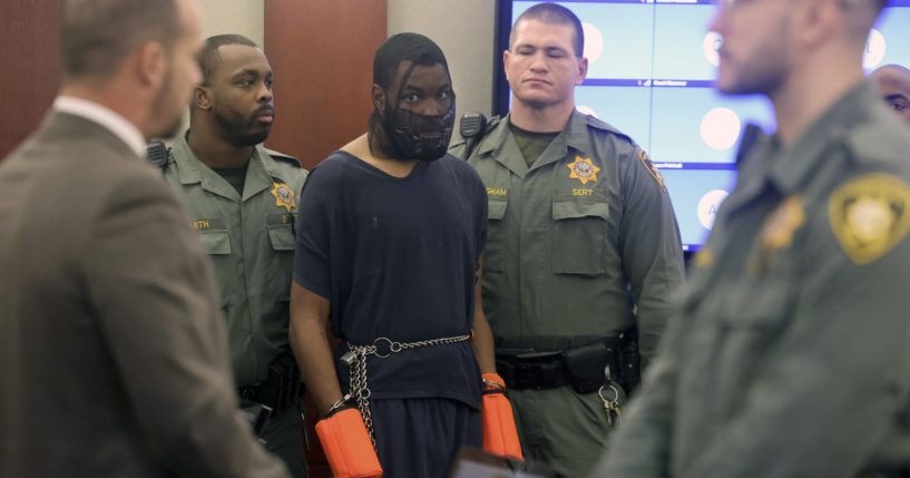 Deobra Redden is escorted into a courtroom in Las Vegas on Jan. 8. The man who was caught on camera attacking a Las Vegas judge was sentenced to up to four years in prison in an unrelated case.