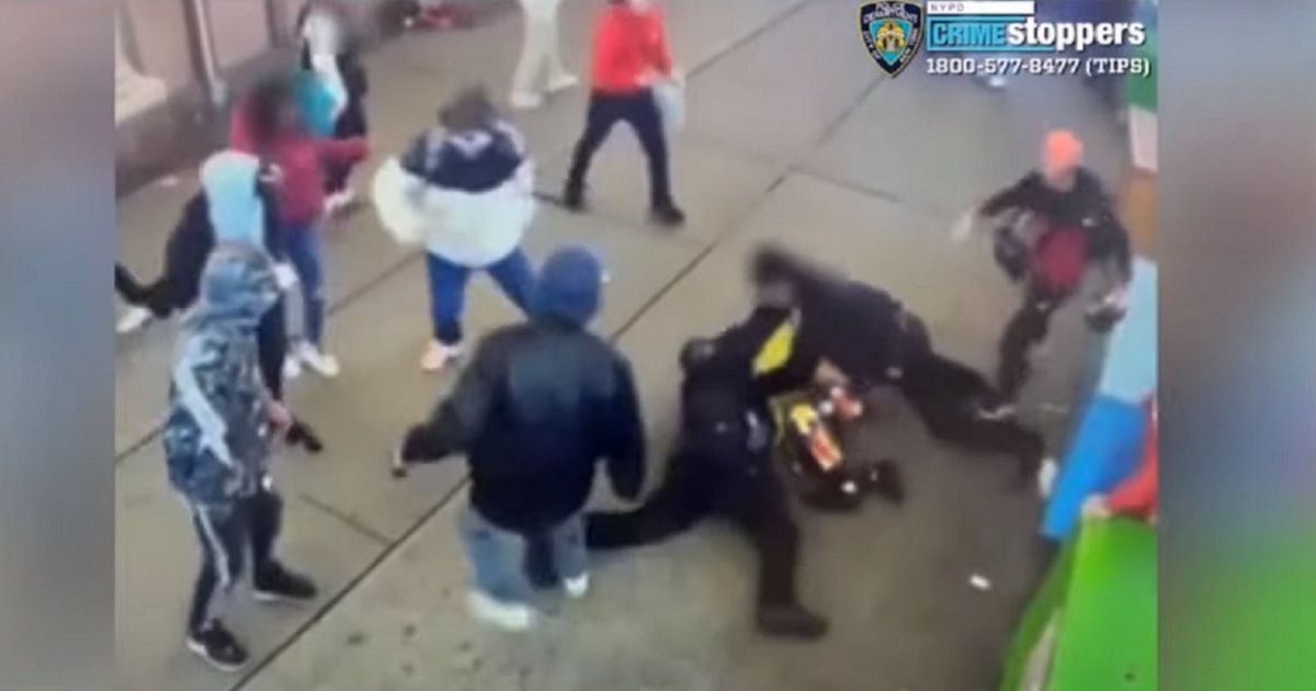 A gang of migrants attacks two New York City police officers on Jan. 27.