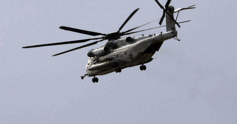 A Marine Corps CH-53E Super Stallion helicopter like the one pictured went missing late Tuesday and was discovered Wednesday in a mountainous area outside San Diego. All five troops aboard have been confirmed dead.