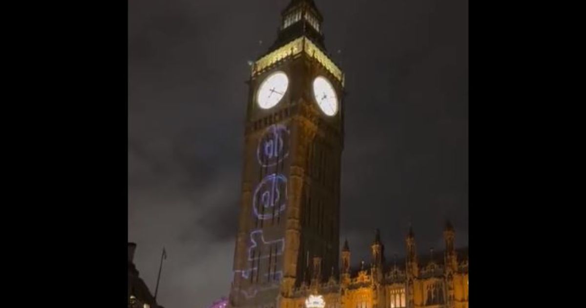 "Palestine will be free" and other pro-Palestinian messages were projected onto London’s Houses of Parliament on Wednesday.