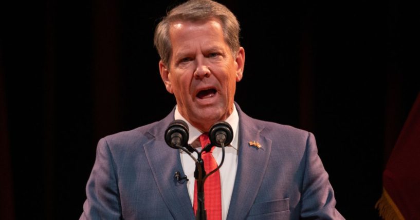 Georgia Gov. Brian Kemp addresses his supporters at a watch party in Atlanta after winning re-election on Nov. 8, 2022.