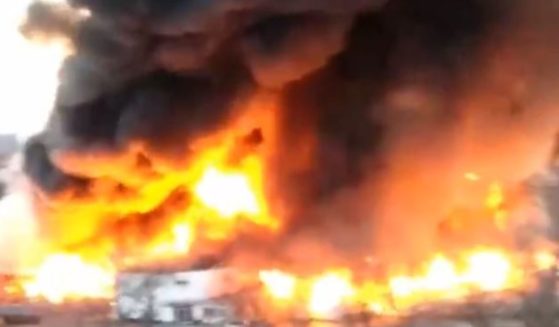 A massive fire broke out Saturday at a cattle auction facility in Rock Island, Illinois.
