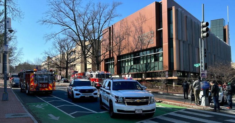 Secret Service vehicles block access to a street leading to the Embassy of Israel in Washington on Sunday.