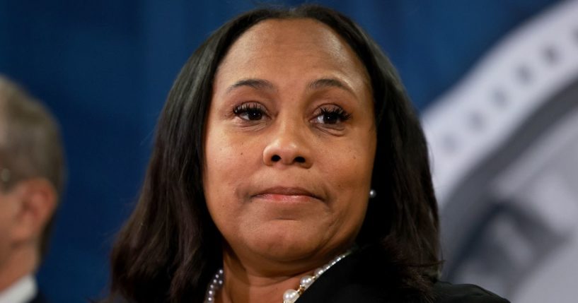 Fulton County, Georgia, District Attorney Fani Willis speaks during a news conference at the Fulton County Government building in Atlanta on Aug. 14.