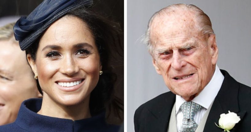 Meghan Markle, Duchess of Sussex, and Britain's Prince Philip, Duke of Edinburgh.