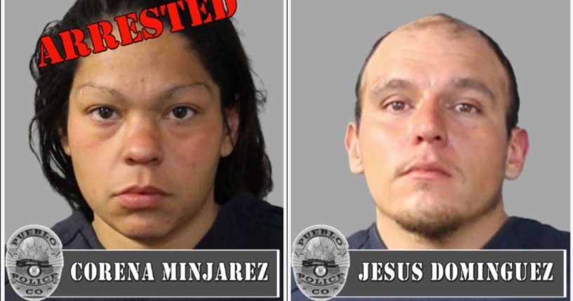 mugshots of Corena Rose Minjarez and Jesus Dominguez