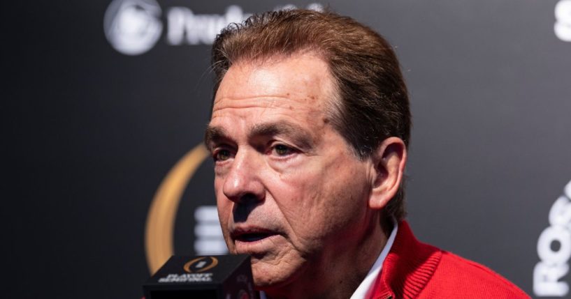 Nick Saban speaking to reporters