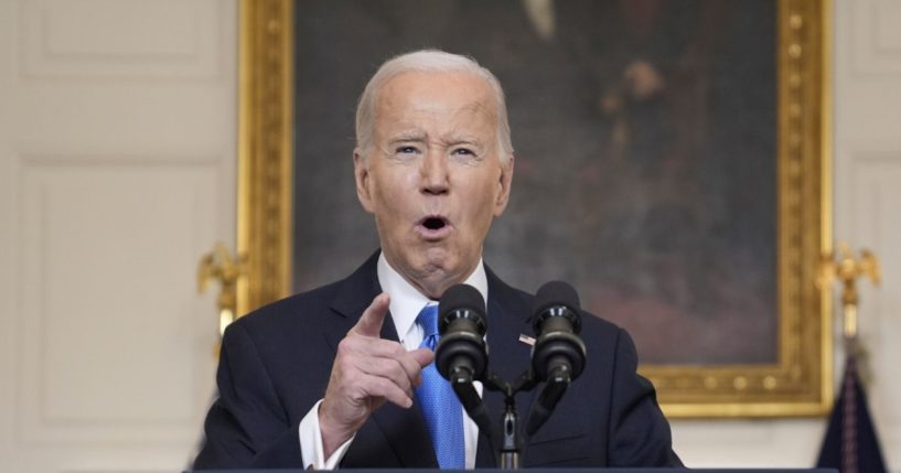 Joe Biden delivering remarks in the White House