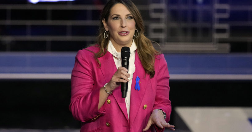 Republican National Committee chair Ronna McDaniel speaks before a Republican presidential primary debate, Nov. 8, in Miami.