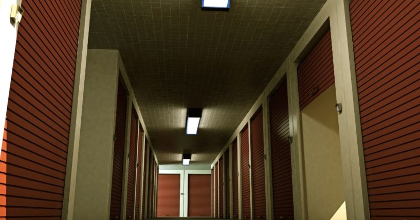 A row of storage units is pictured in this stock photo. Police in Pueblo, Colorado, discovered the remains of a child in an abandoned storage unit, prompting them to search for two more missing children.