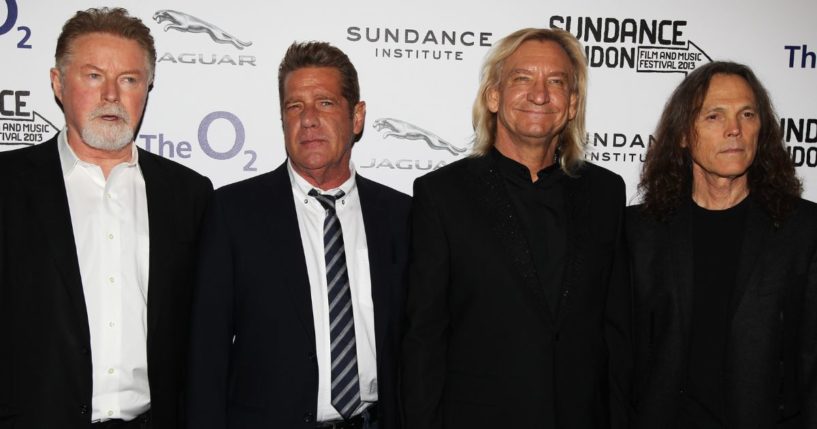 Musicians Don Henley, left, Glenn Frey, Joe Walsh and Timothy B. Schmit of The Eagles attend "History Of The Eagles Part One" screening in London in a file photo from 2013.